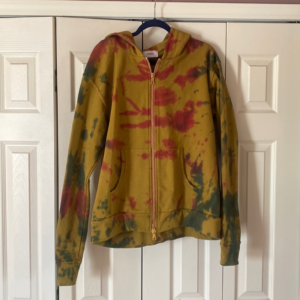 RHUDE tie dye zip hoodie size small